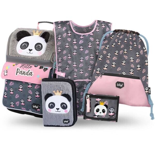BAAGL 5 SET ZIPPY PANDA Školní set, šedá, velikost