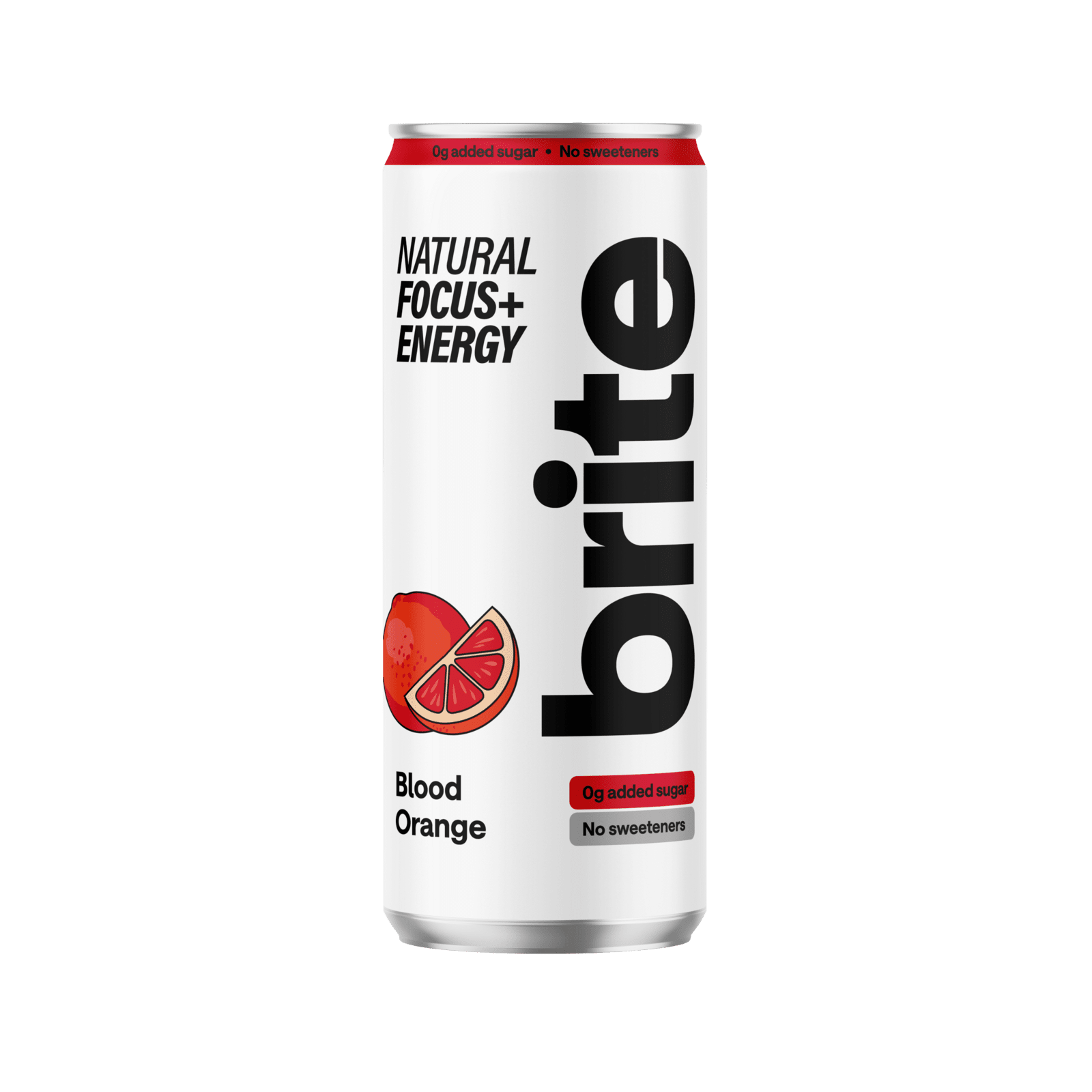 Brite Natural Energy Drink Blood Orange, Energetický sycený nápoj, Červený pomeranč, 330 ml