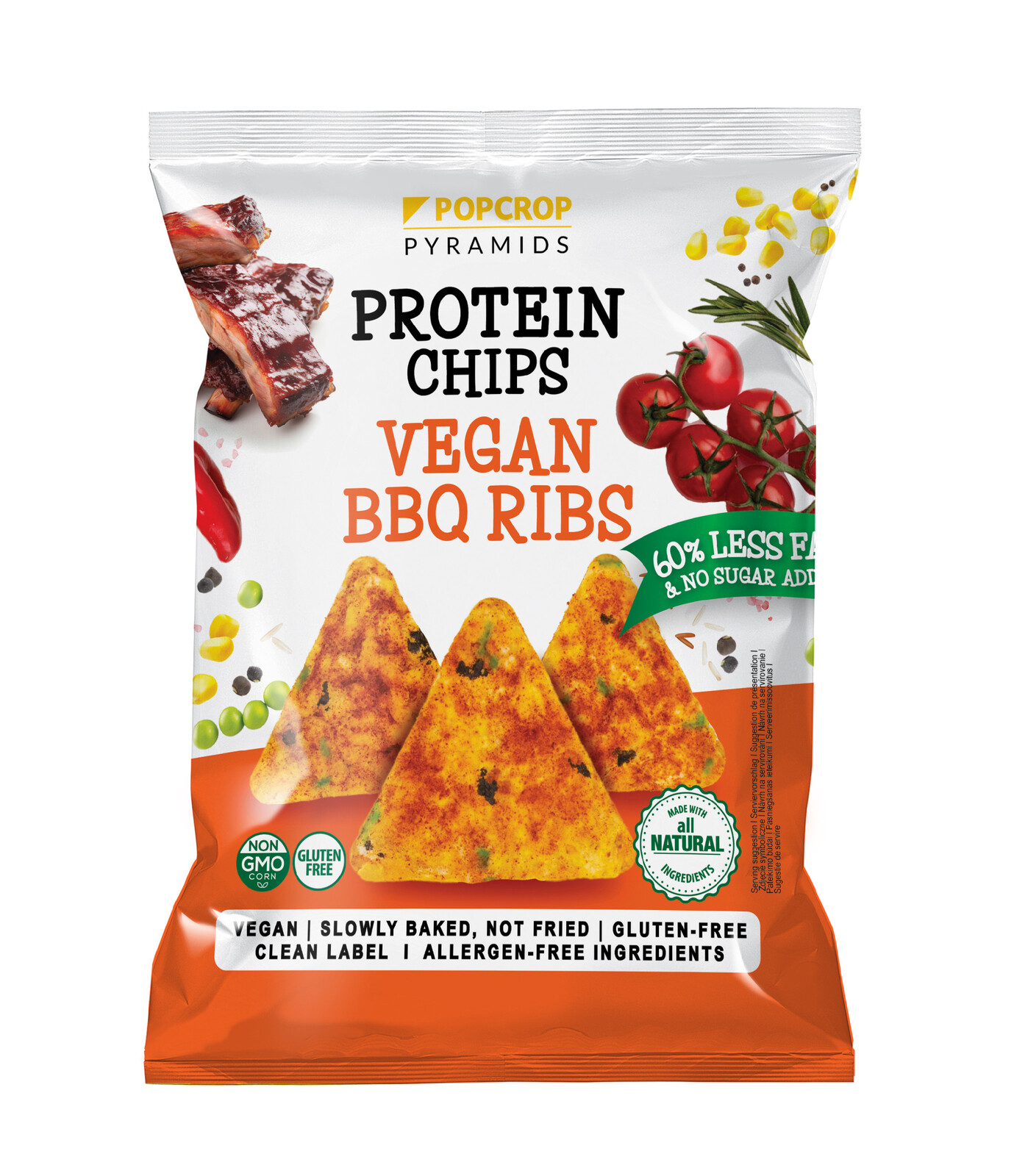 Popcrop Proteinové chipsy s příchutí BBQ Ribs, 60 g