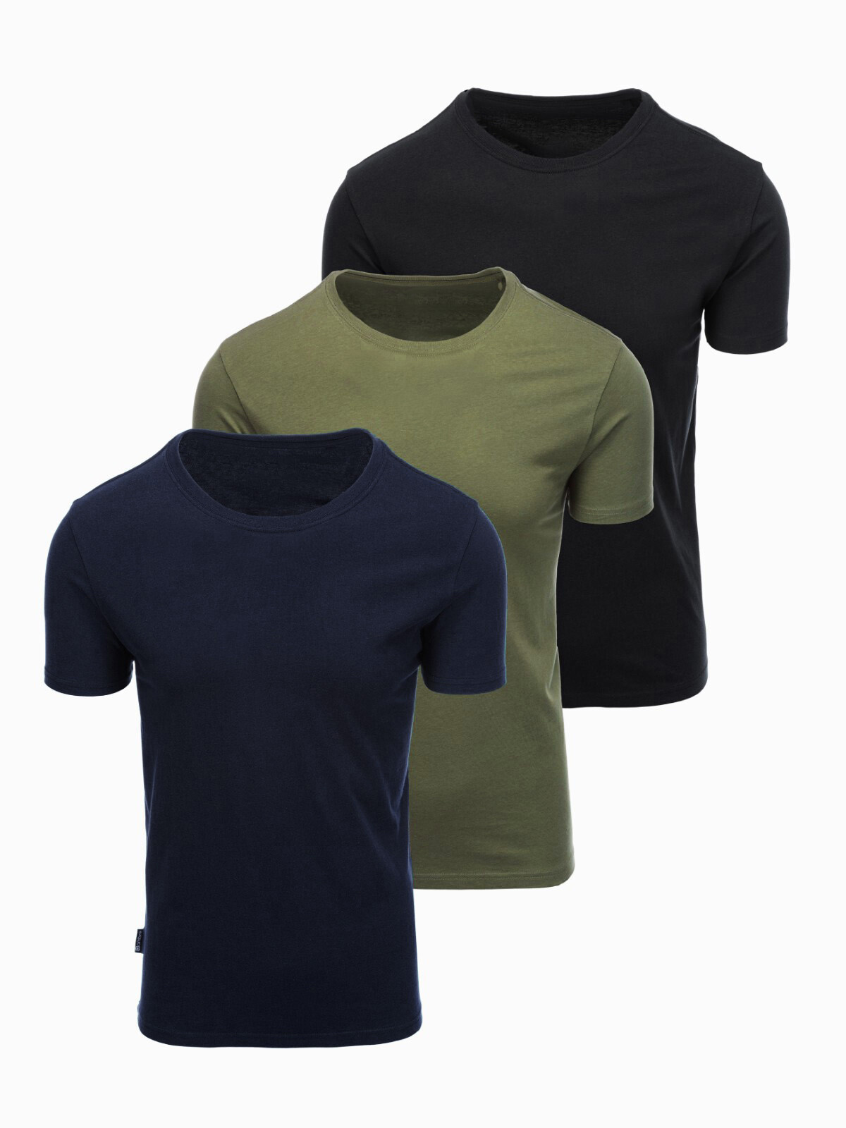 Ombre BASIC bavlněná trička pro muže - černá/zelená/khaki