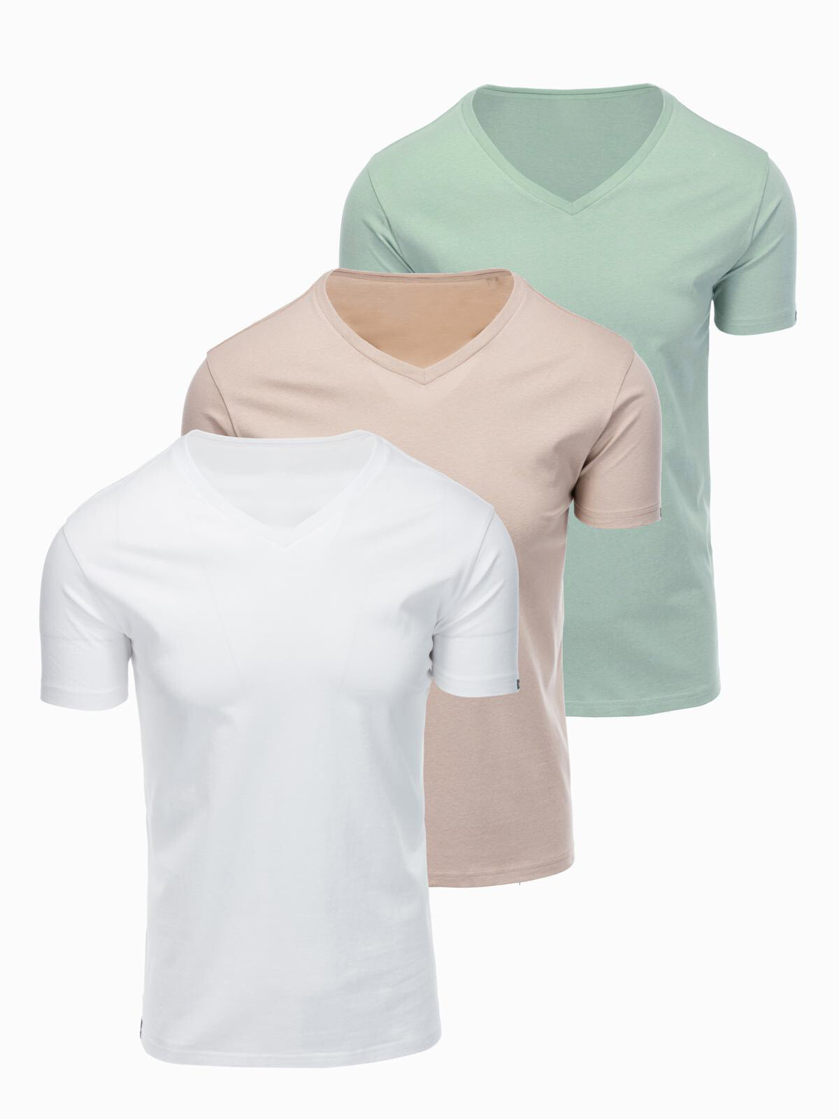 Pánské bavlněné triko Ombre BASIC s V-výstřihem - set