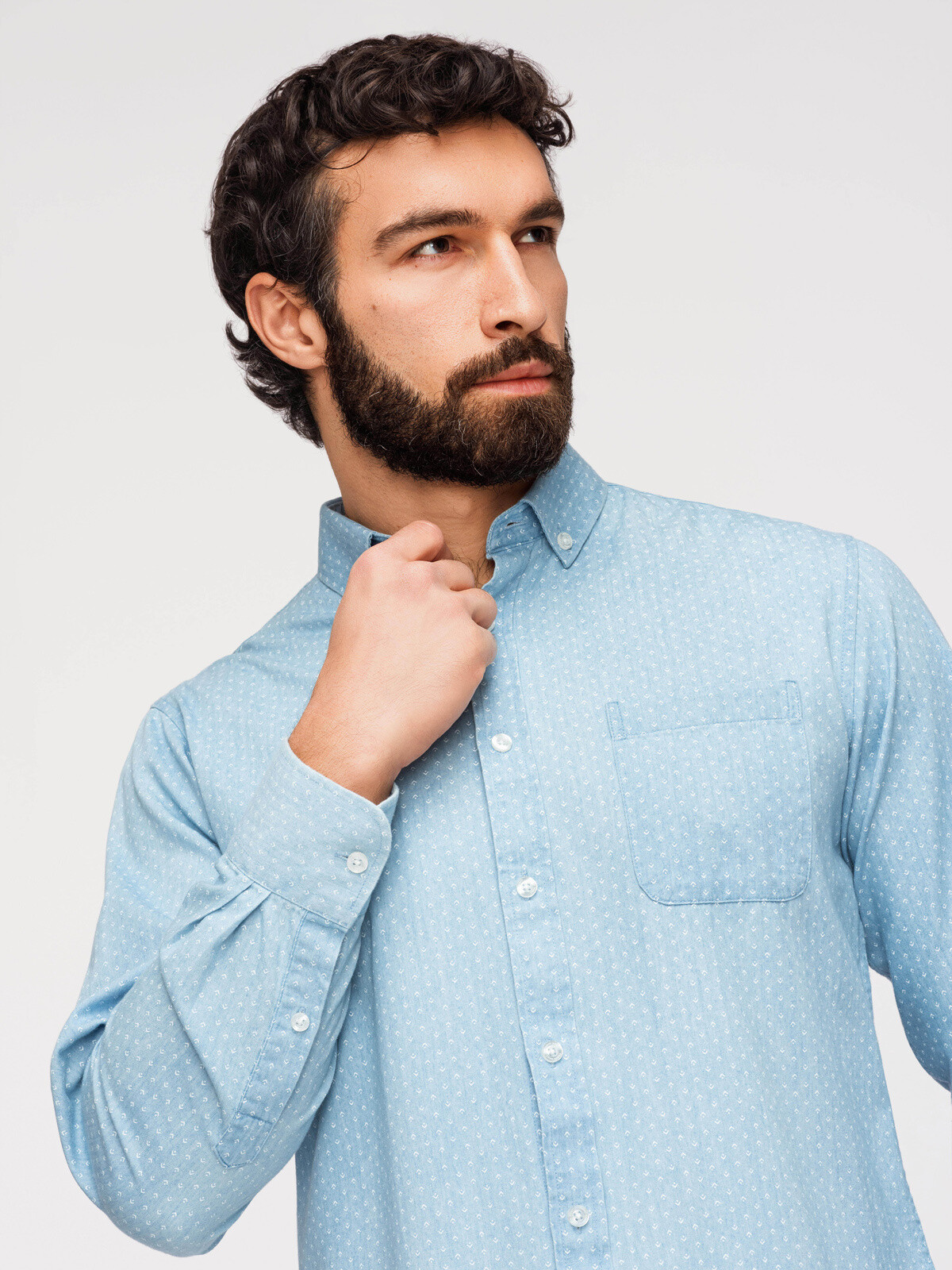 Pánská vzorovaná denim košile Ombre