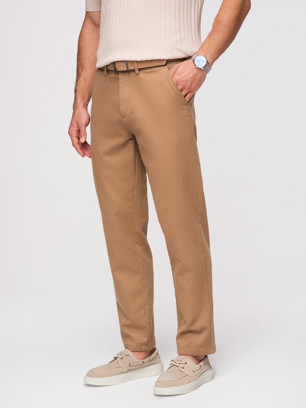 Pánské SLIM FIT chino kalhoty - hnědé