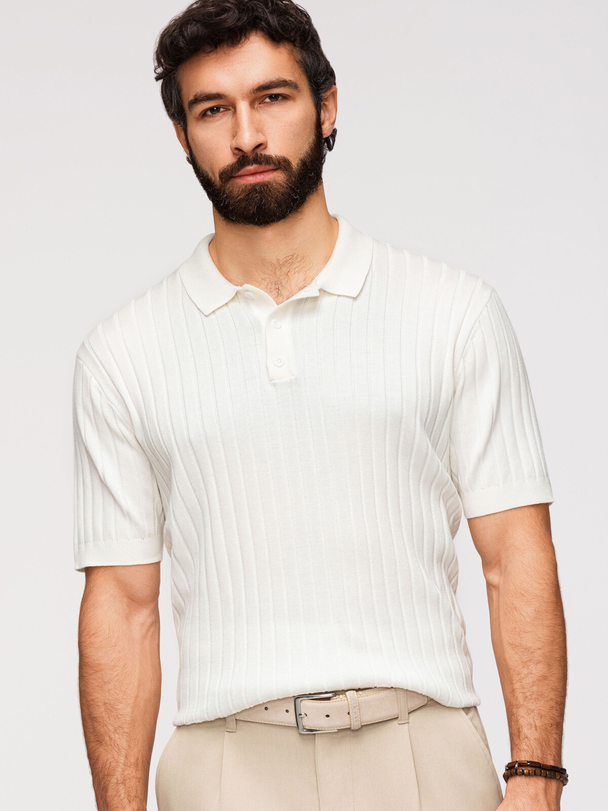 Ombre pánské SLIM FIT viskózové pruhované polokošile