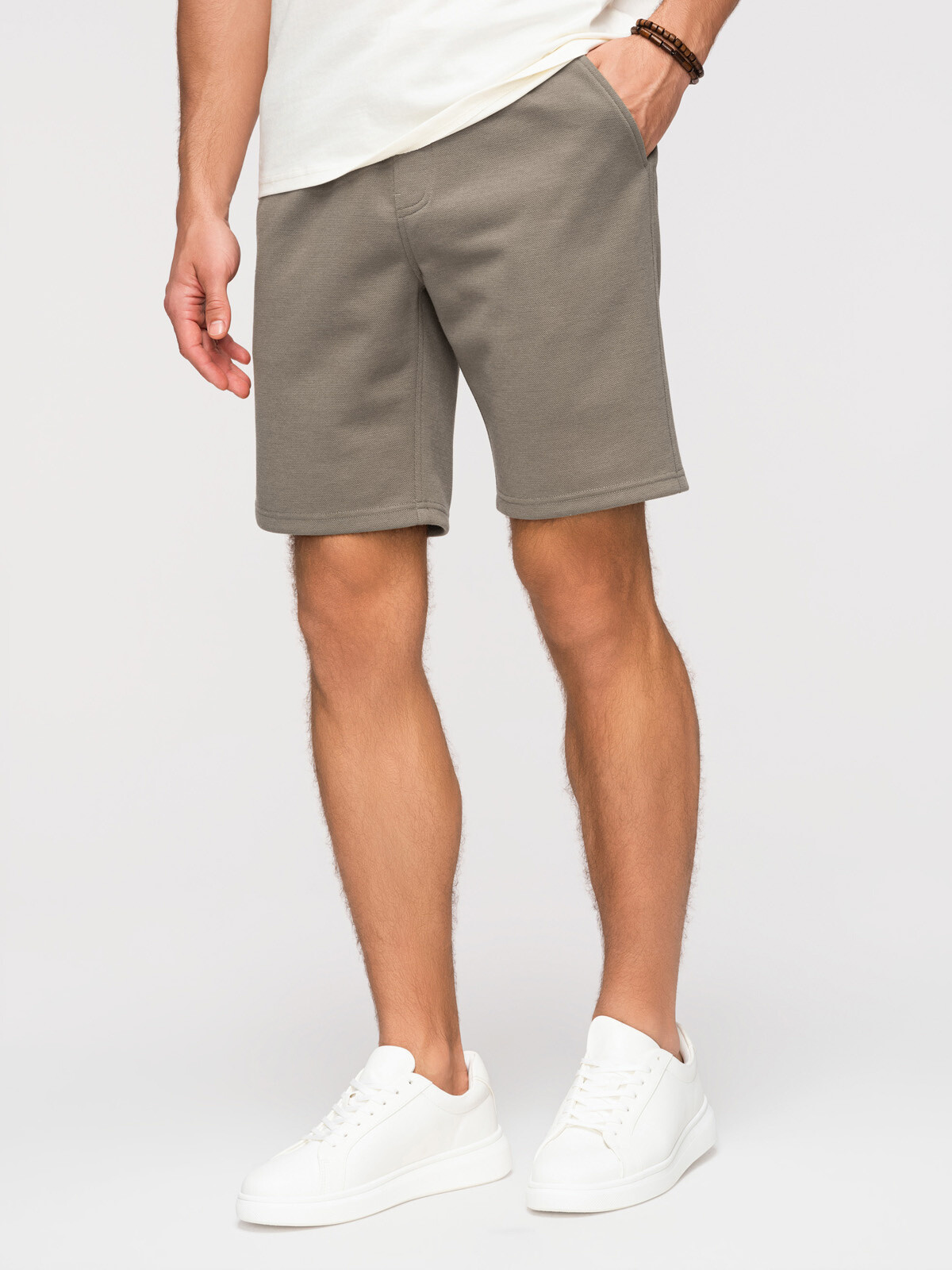 Ombre pánské strukturované šortky - khaki