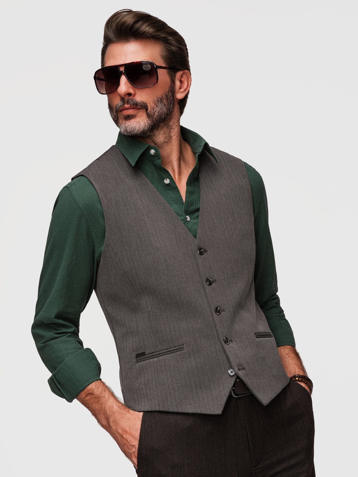 Pánská slim fit vesta Ombre