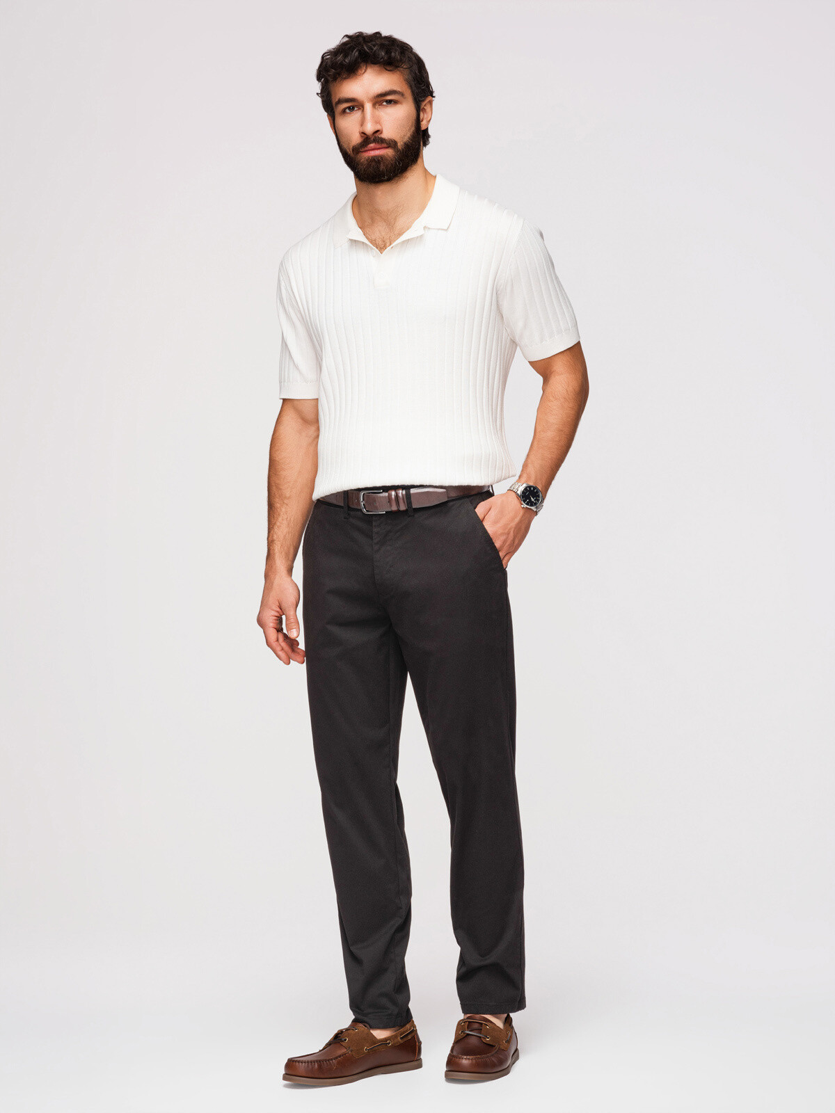 Ombre pánské chino kalhoty REGULAR FIT - černé