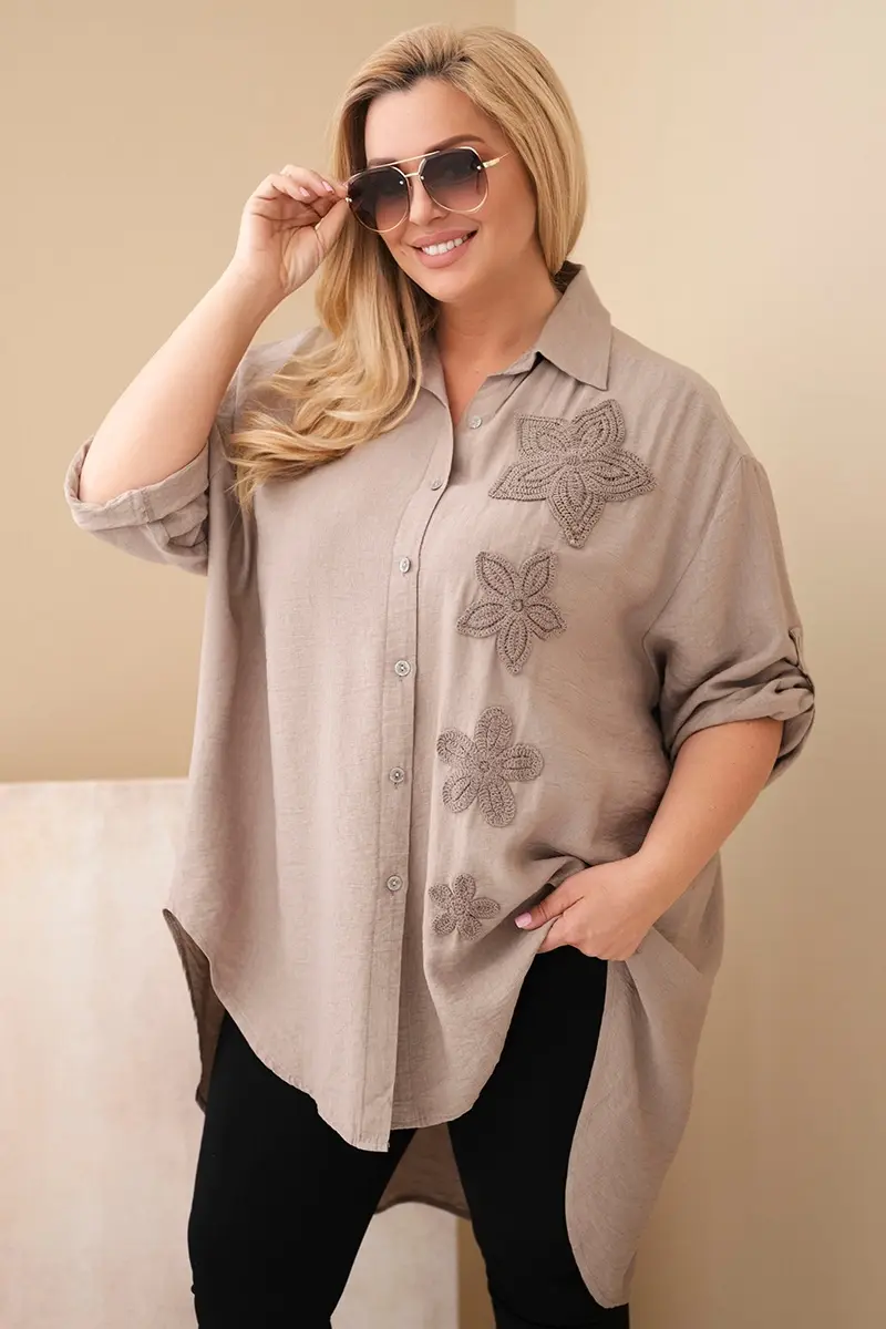 Dámská plus-size viskózová košile s výšivkou