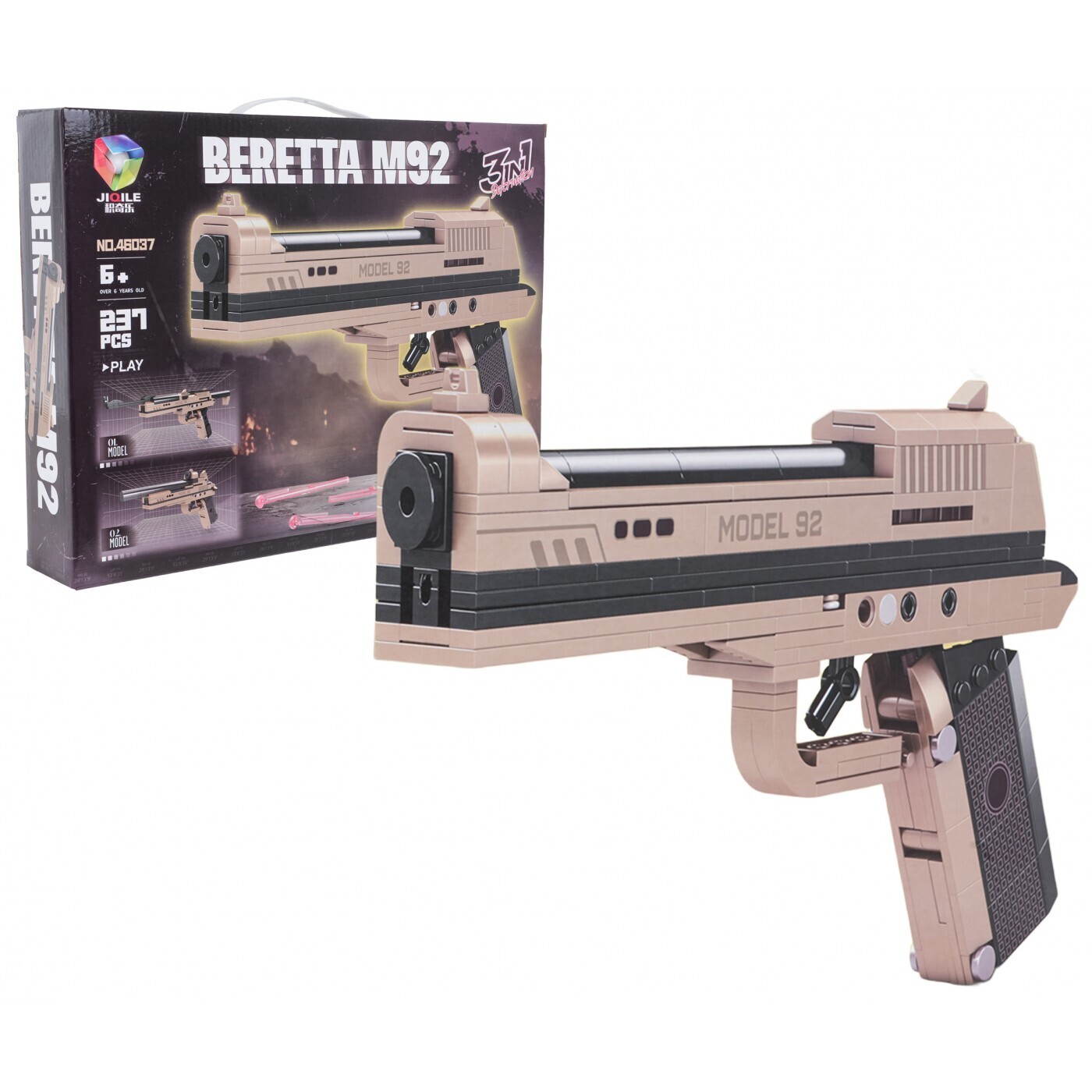 mamido Stavebnice pistole Beretta M92 237 dílků 3v1