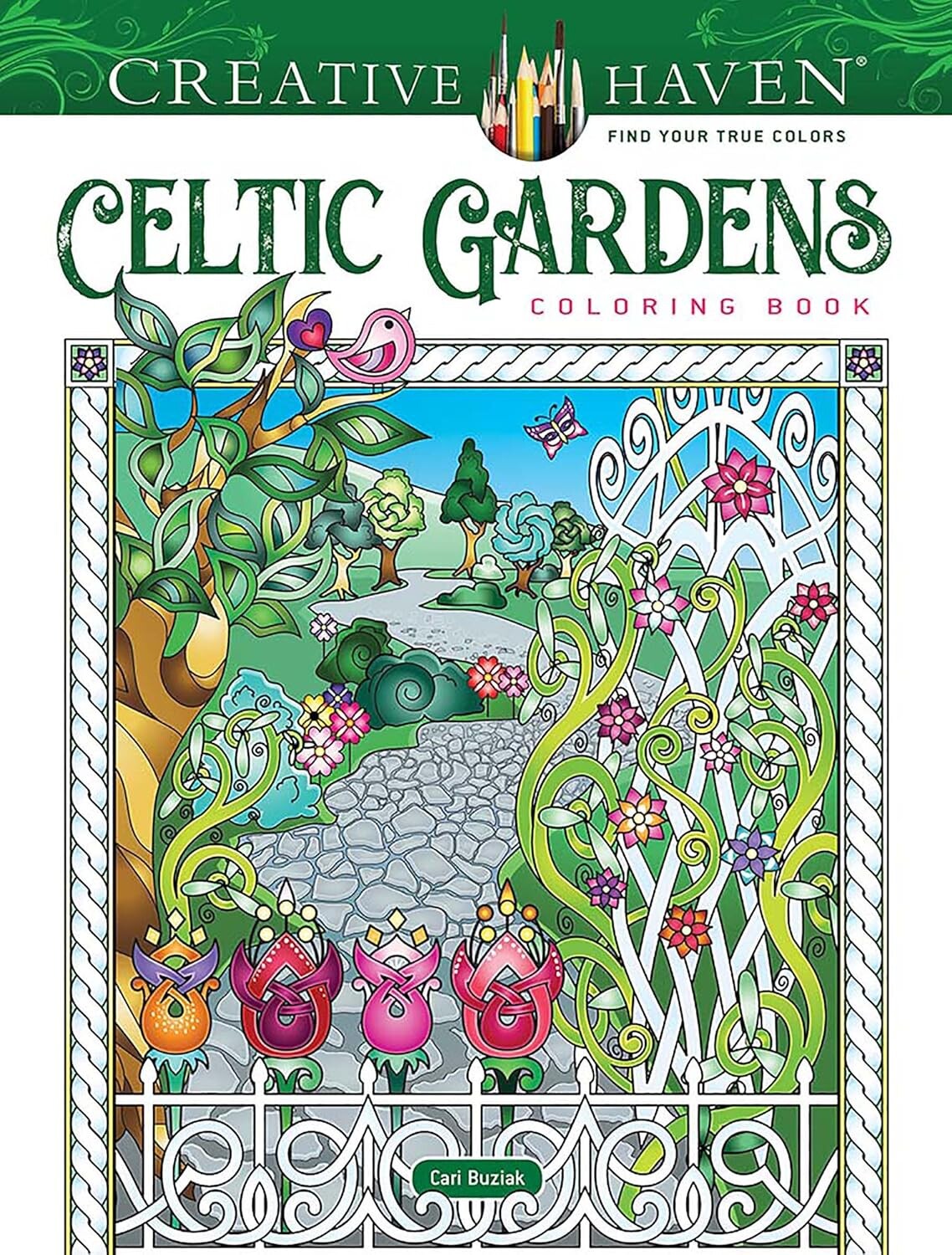 Creative Haven Celtic Gardens, antistresové omalovánky, Cari Buziak