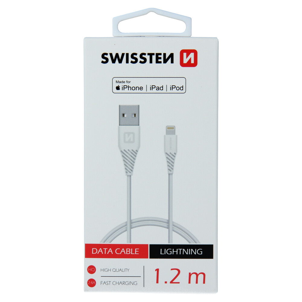 Datový kabel swissten tpe usb / lightning mfi 1,2 m bílý