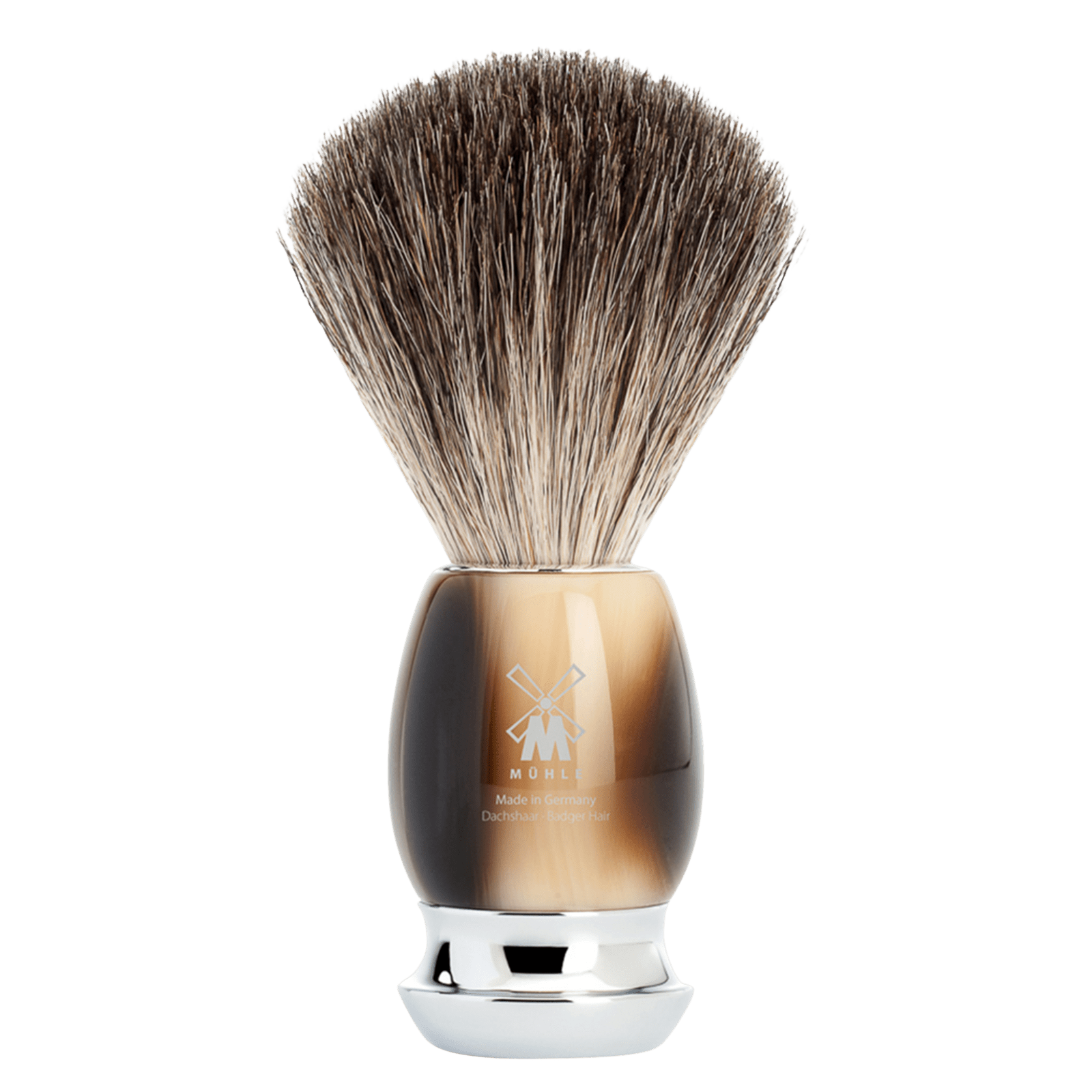 MÜHLE Střední štětka na holení VIVO z jezevčích štětin (pure badger, imitace rohoviny)