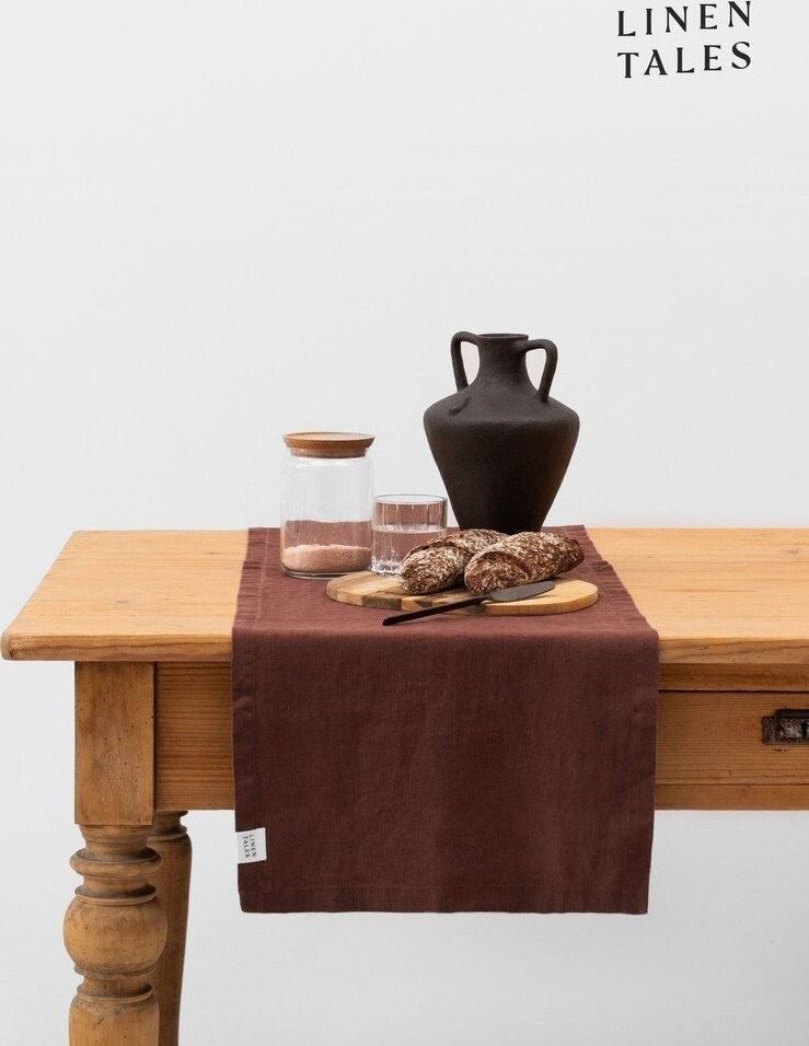 Lněný běhoun na stůl 40x150 cm Chocolate – Linen Tales