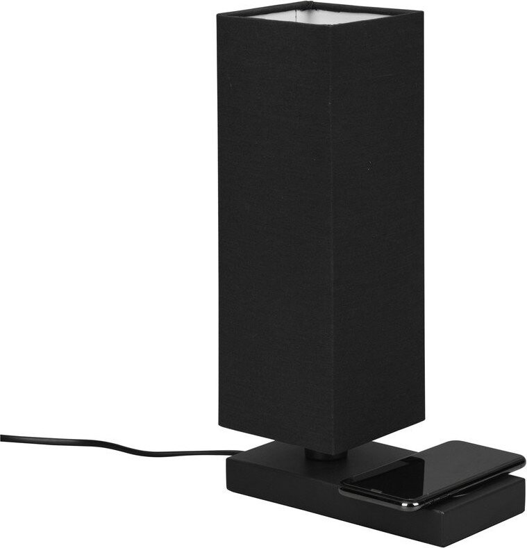 Matně černá stolní lampa s bezdrátovou nabíječkou (výška 35 cm) Haley – Reality