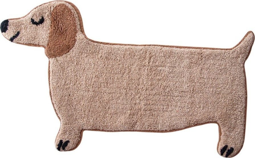 Béžová textilní koupelnová předložka 47x80 cm Sausage Dog – Sass & Belle