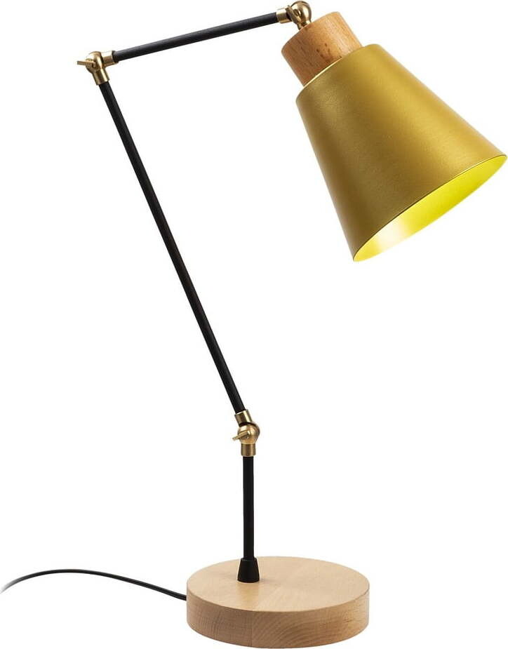 Žlutá/v přírodní barvě stolní lampa s kovovým stínidlem (výška 52 cm) Manavgat – Opviq lights