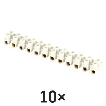 Šroubová svorkovnice 12× 4–6mm2, 450 V, bílá, 10 ks