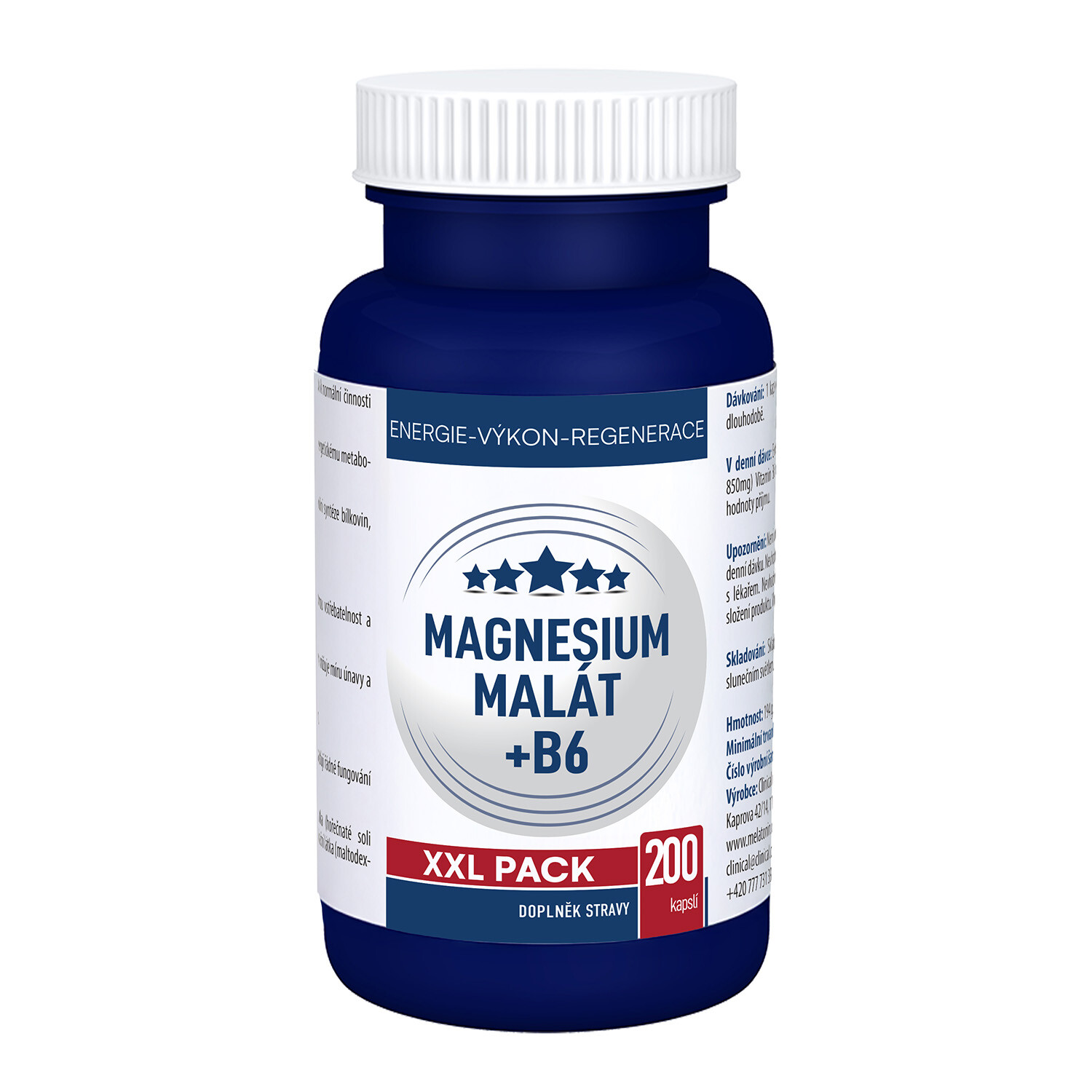 CLINICAL Magnesium malát + B6 - XXL pack 200 kapslí