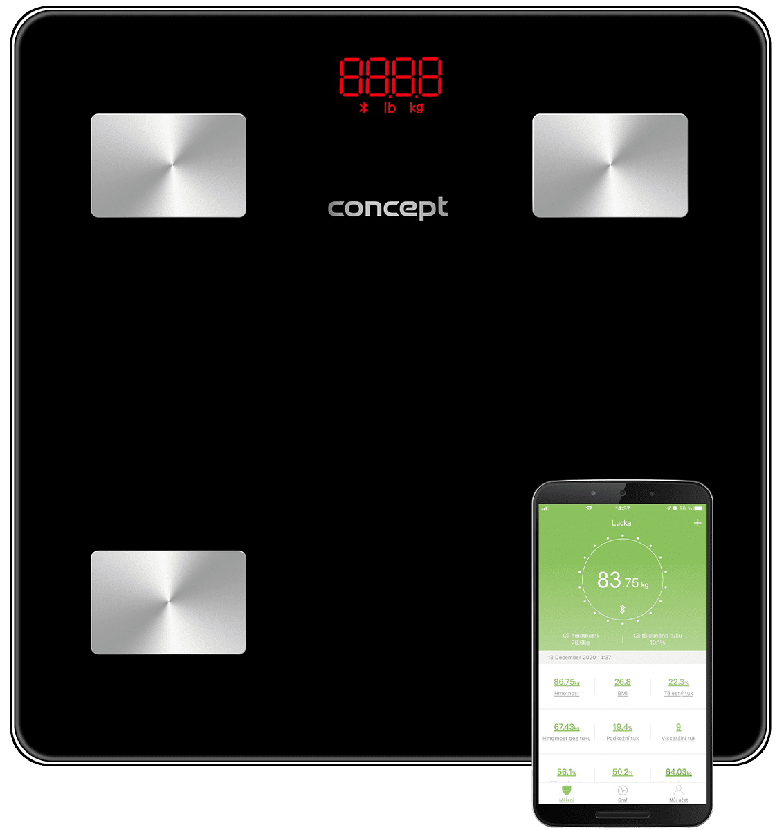 CONCEPT Osobní váha diagnostická Perfect Health VO4001, černá