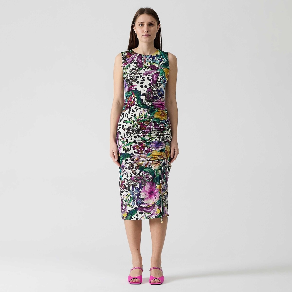 Roberto Cavalli  MIDIJERSEYFLORAPRINTED  ruznobarevne