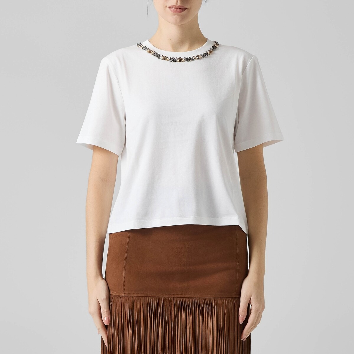 Ermanno Scervino  D48EL027EE5T-SHIRTCRISTALLI  Bílá