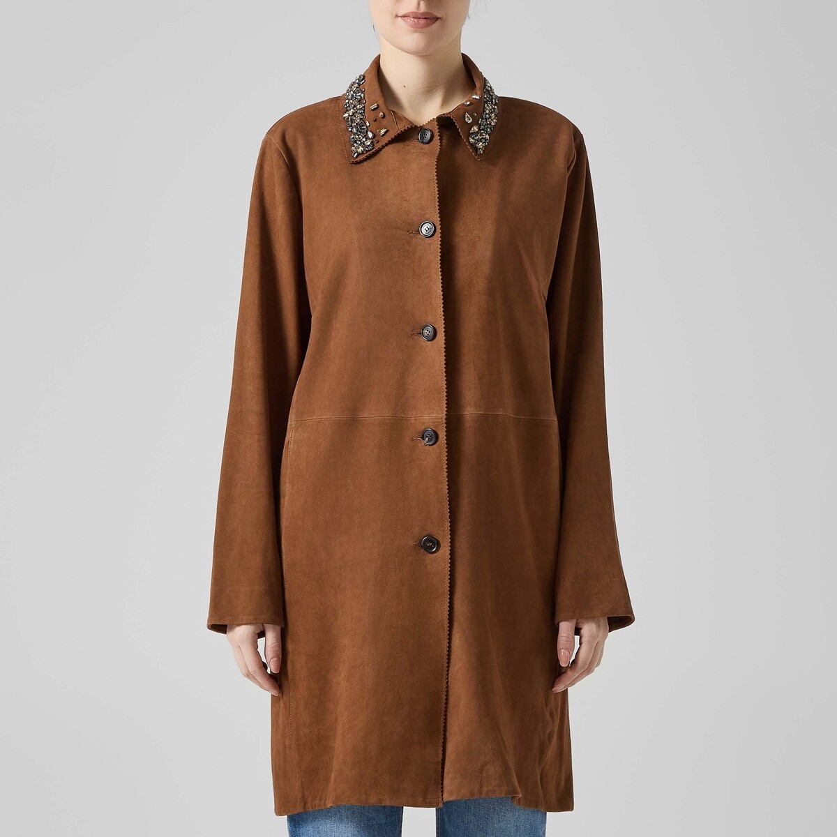 Ermanno Scervino  D48ED001EH0CAPPOTTOSUEDECRISTALLI  Hnědá