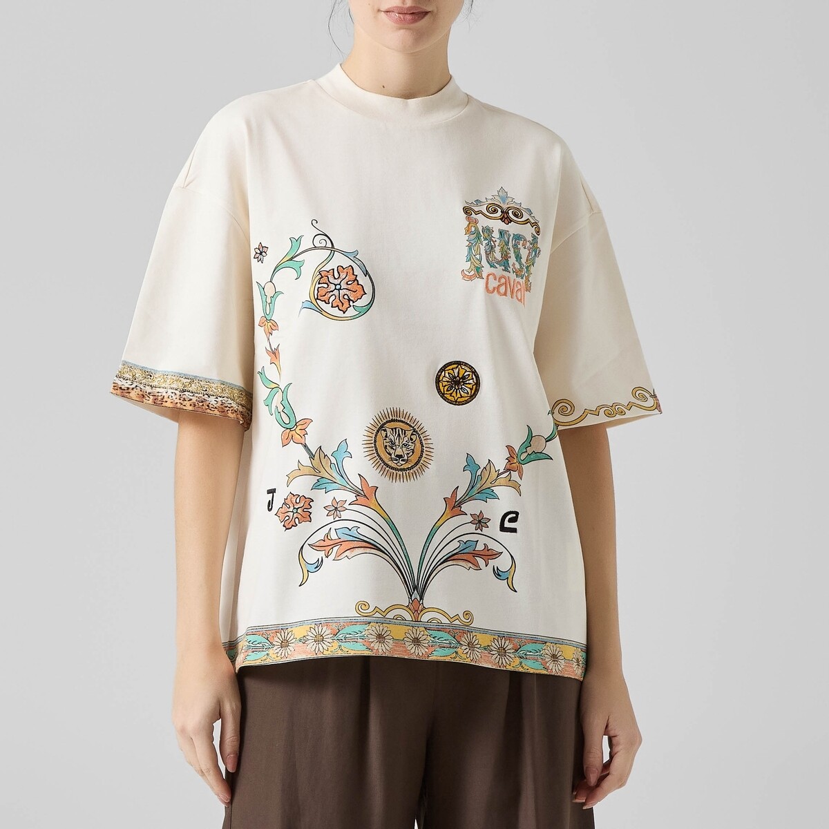 Roberto Cavalli  80PAHE08T-SHIRTSTAMPATROPICALE  ruznobarevne