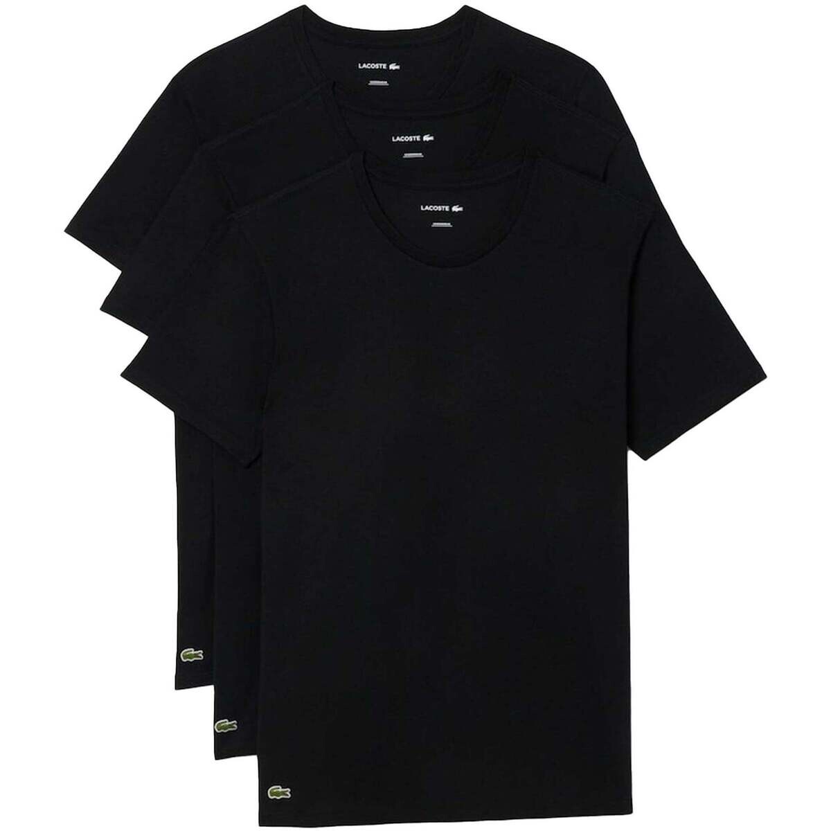 Lacoste  3 Pack Lounge Cotton T-Shirts Black/Black/Black  Černá
