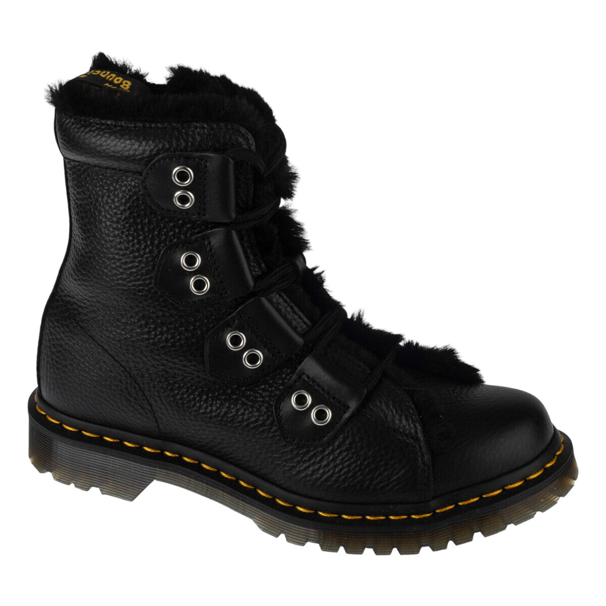 Dr. Martens  1460 Lace To Toe Fur Lined  Černá