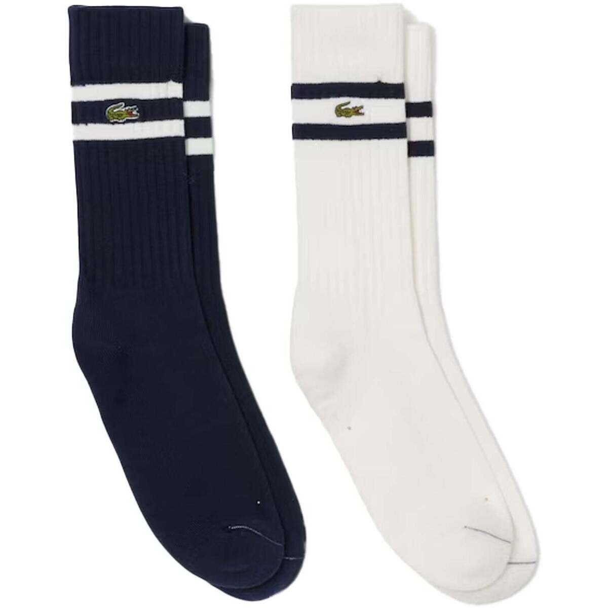 Lacoste  2 Pack Ribbed Cotton Socks Navy Blue/White  Modrá