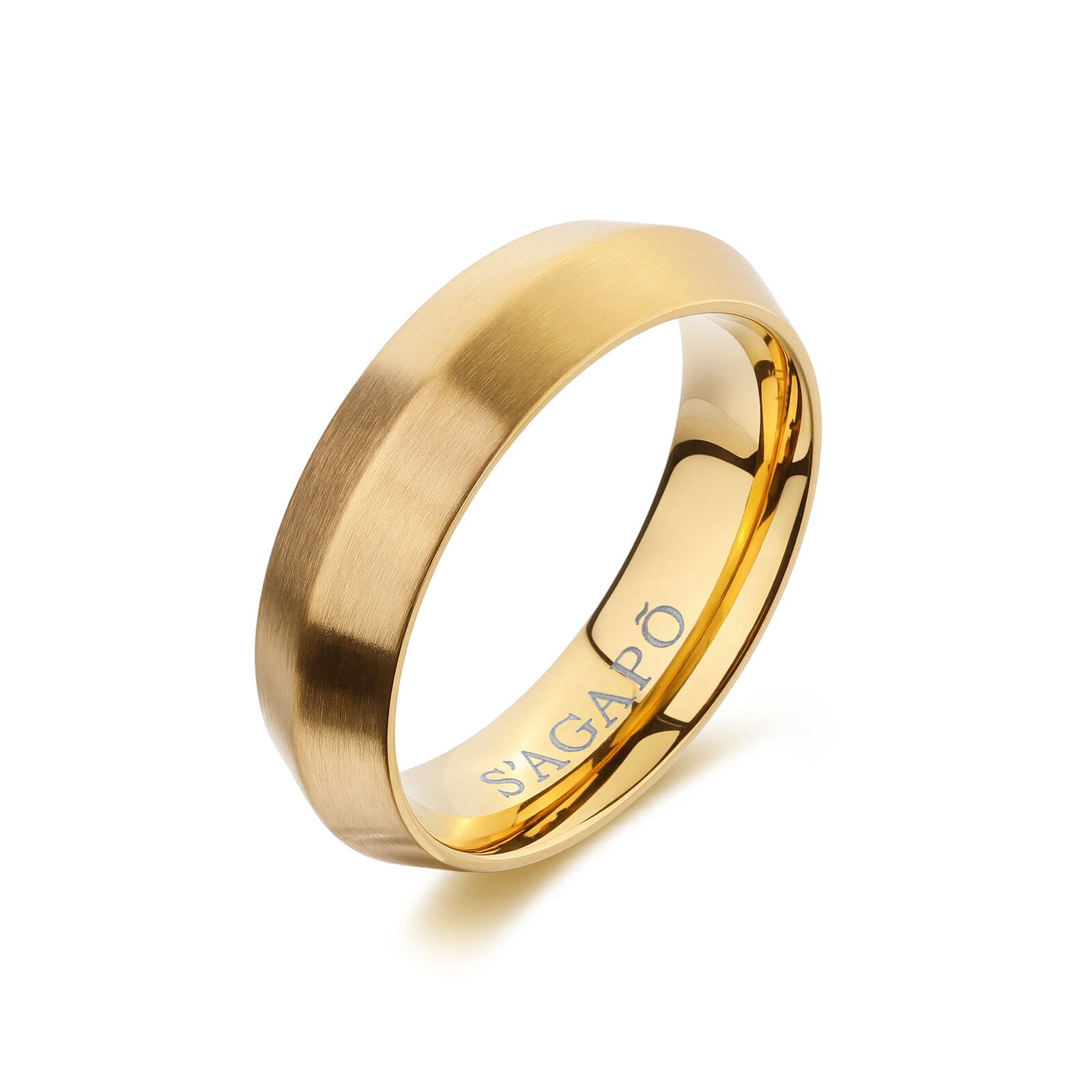 S'Agapõ Pozlacený prsten z oceli pro muže Bound SBD33 63 mm