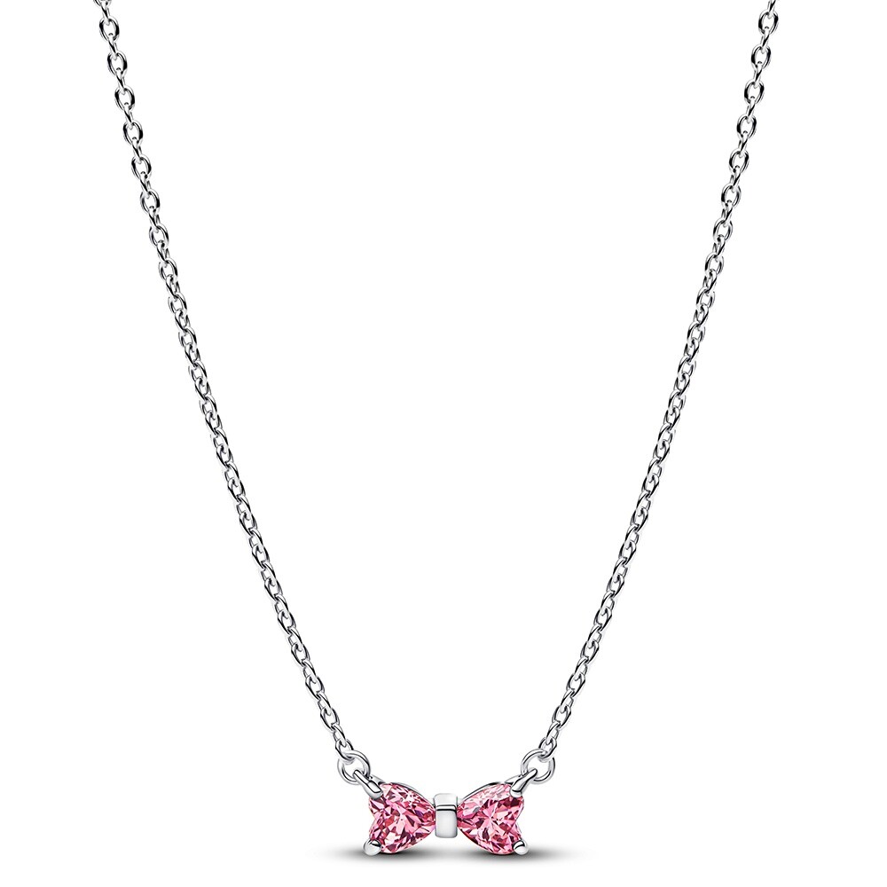 Pandora Stříbrný náhrdelník Růžová mašlička Timeless 394235C01-45
