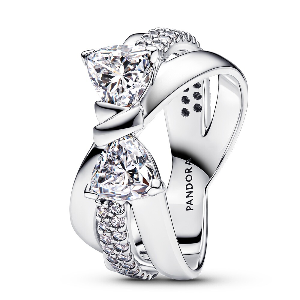 Pandora Výrazný stříbrný prsten Třpytivá mašlička Timeless 193553C01 52 mm