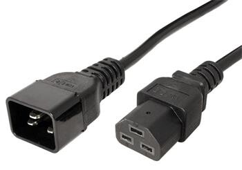 MicroConnect Kabel síťový prodlužovací, C20 - C21, 3x1,5mm, 16A, 2m, černý