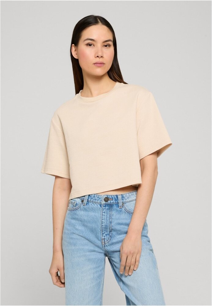 Ladies Structured Jersey Cropped Tee - cloud L