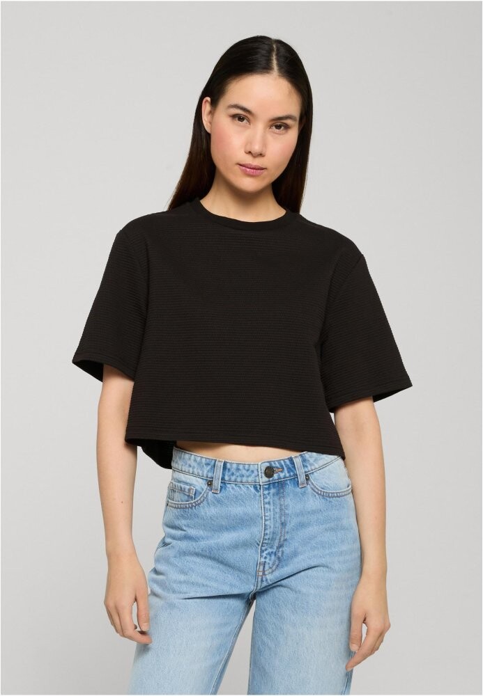 Ladies Structured Jersey Cropped Tee - black L
