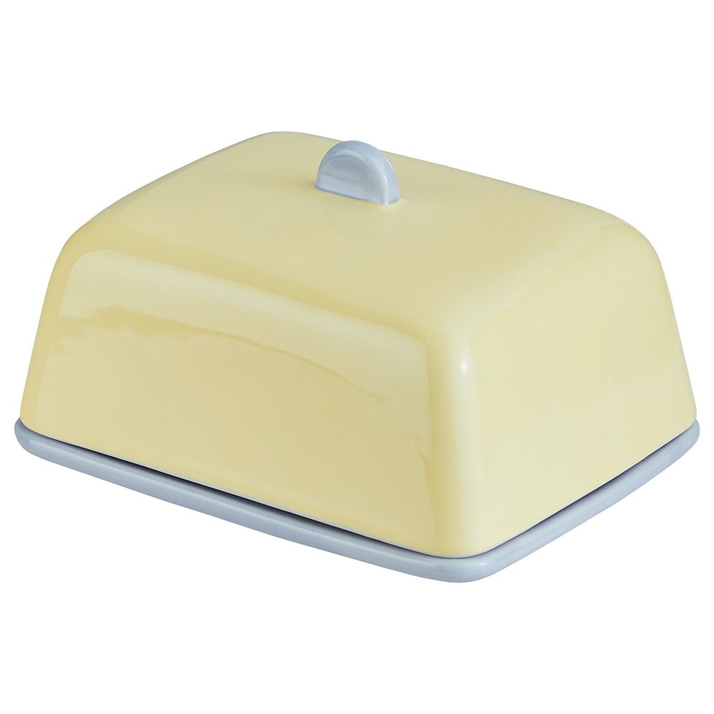 BUTTER Dóza na máslo keramická - žlutá/modrá