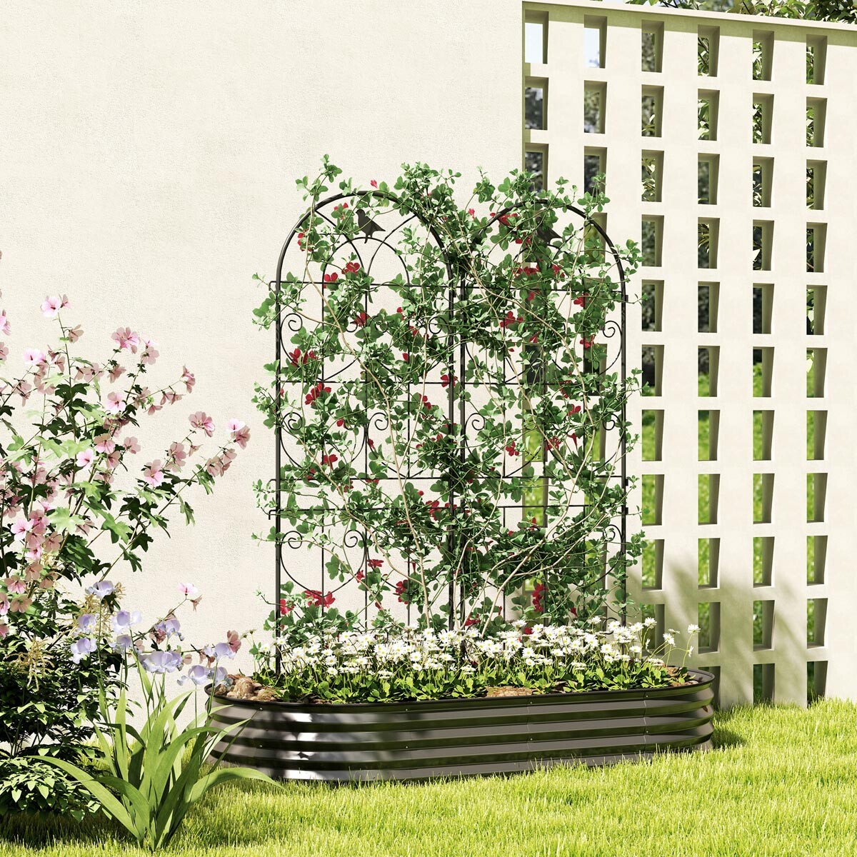Outsunny Mříž na popínavé rostliny Ptáčci - varianta A, 150 cm, 2 ks