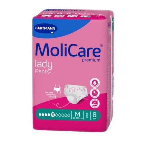 MoliCare Lady Pants inkontinenční kalhotky natahovací 5 kapek M 8ks BOKY 80-120CM,843ML,8KS