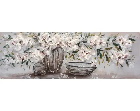 Ručně malovaný obraz Květinové zátiší 120x40 cm, olejomalba