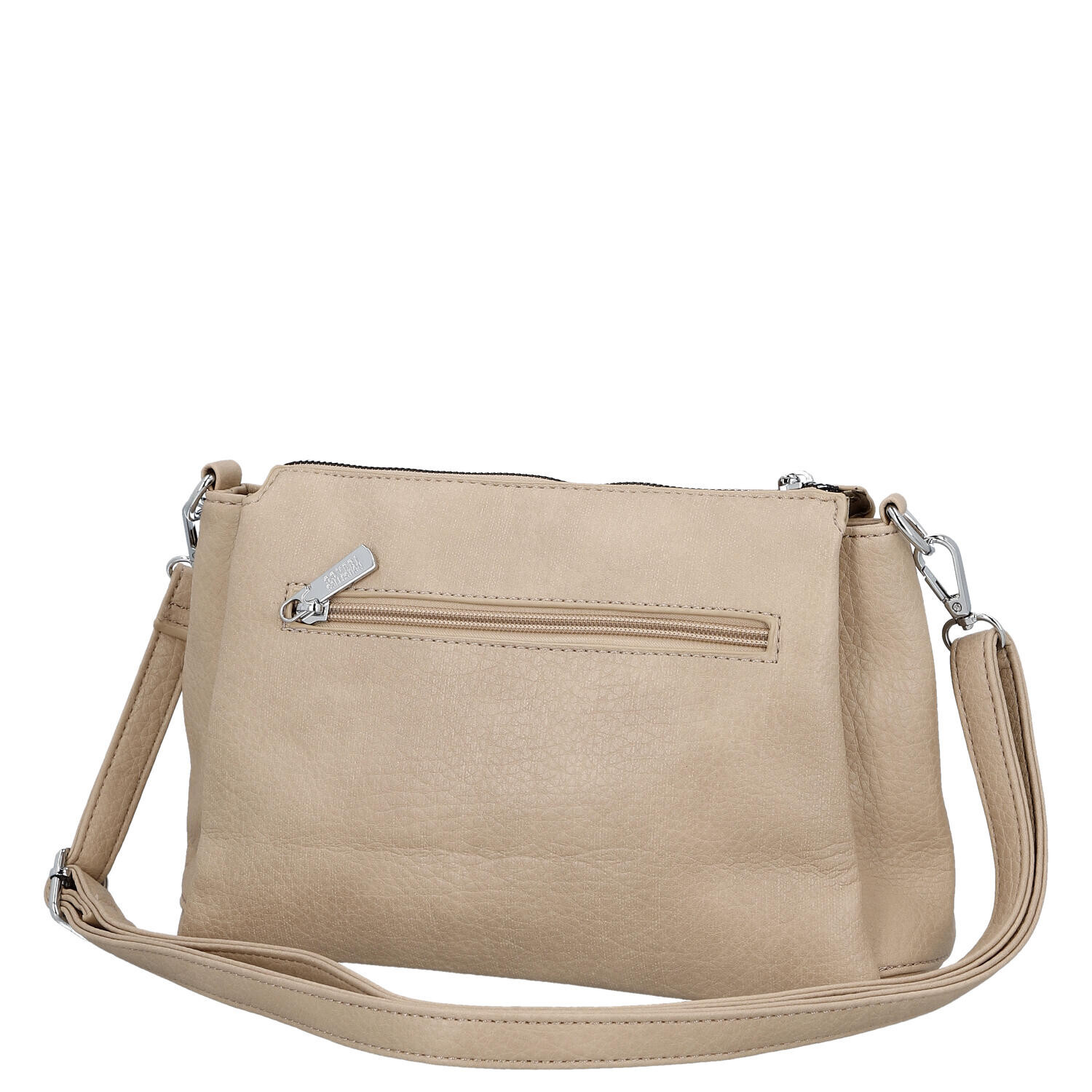 Trendy dámská koženková crossbody kabelka Denissa, tmavě béžová