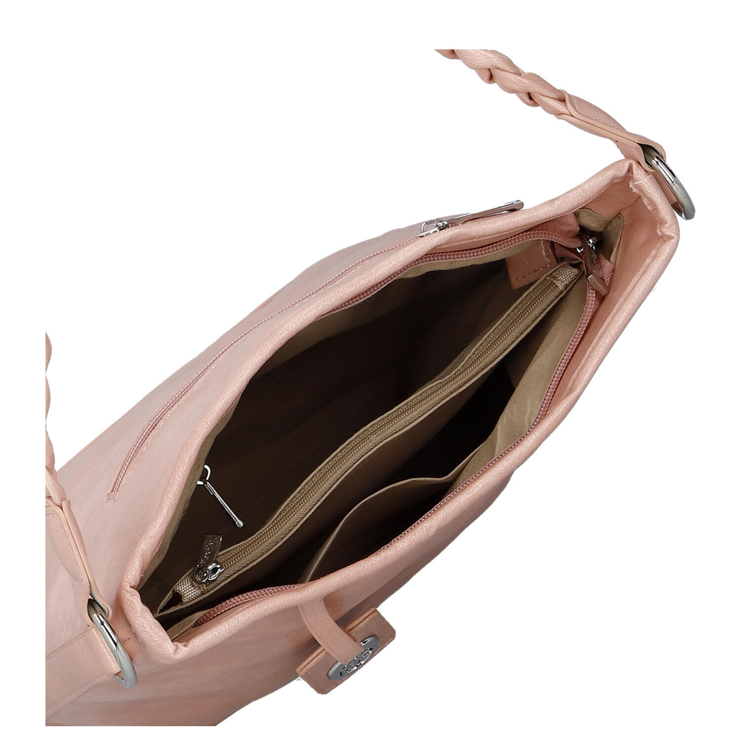 Trendy dámská koženková kabelka na rameno Berta, růžová