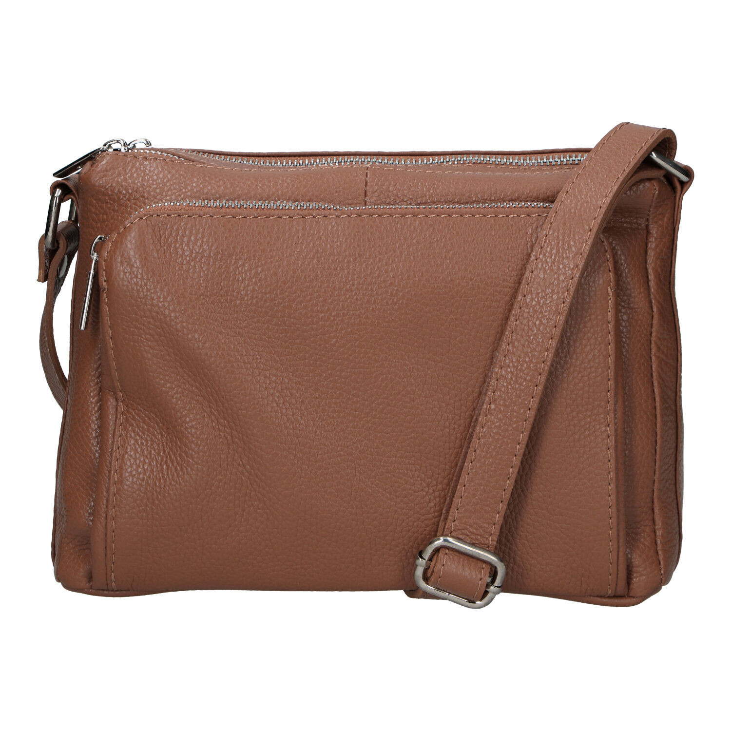 Stylová dámská kožená crossbody Robertina, hnědá