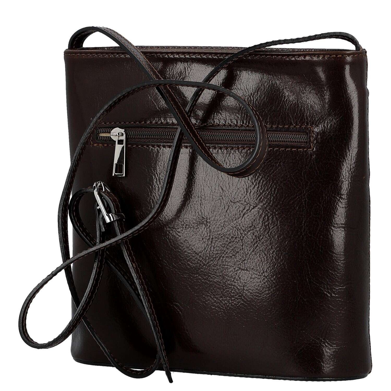 Luxusní dámská kožená crossbody kabelka Liara, tmavě hnědá