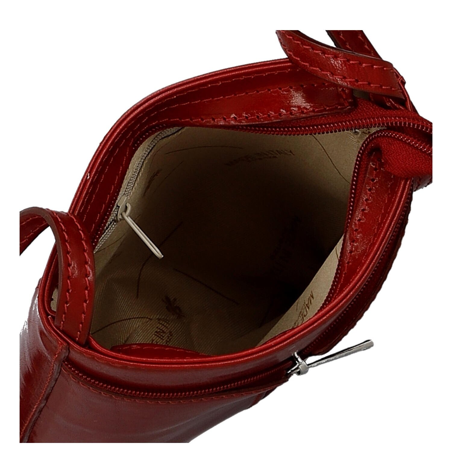 Luxusní dámská kožená crossbody kabelka Katija, červená