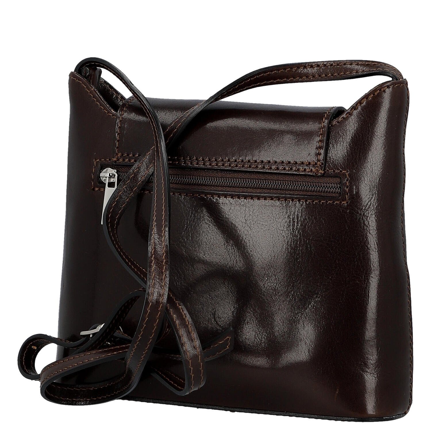 Luxusní dámská kožená crossbody kabelka Jessie, tmavě hnědá