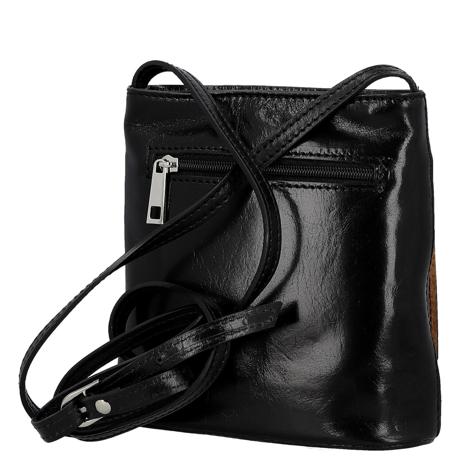 Luxusní dámská kožená crossbody kabelka Nica, černá