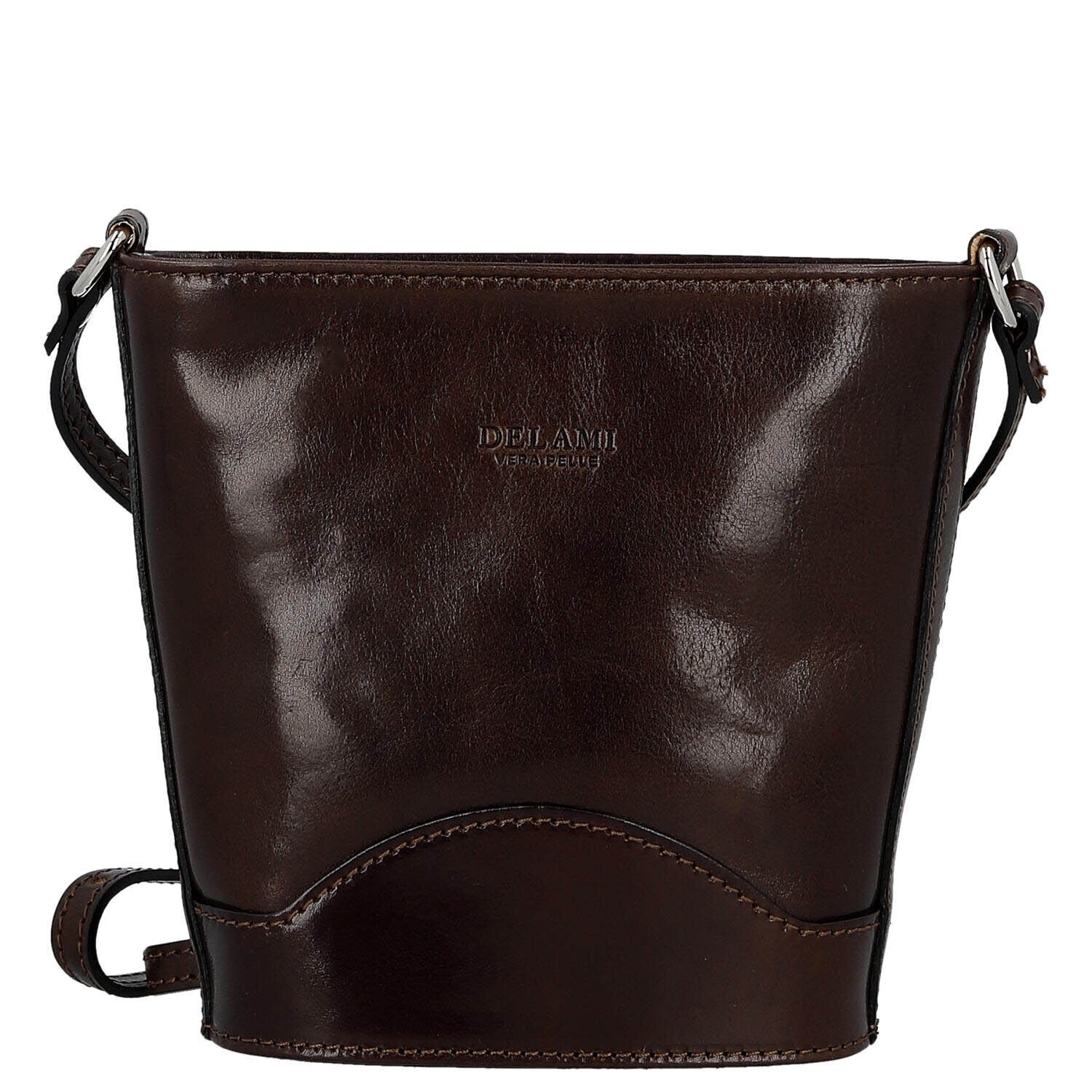 Luxusní dámská kožená crossbody kabelka Sylva, tmavě hnědá