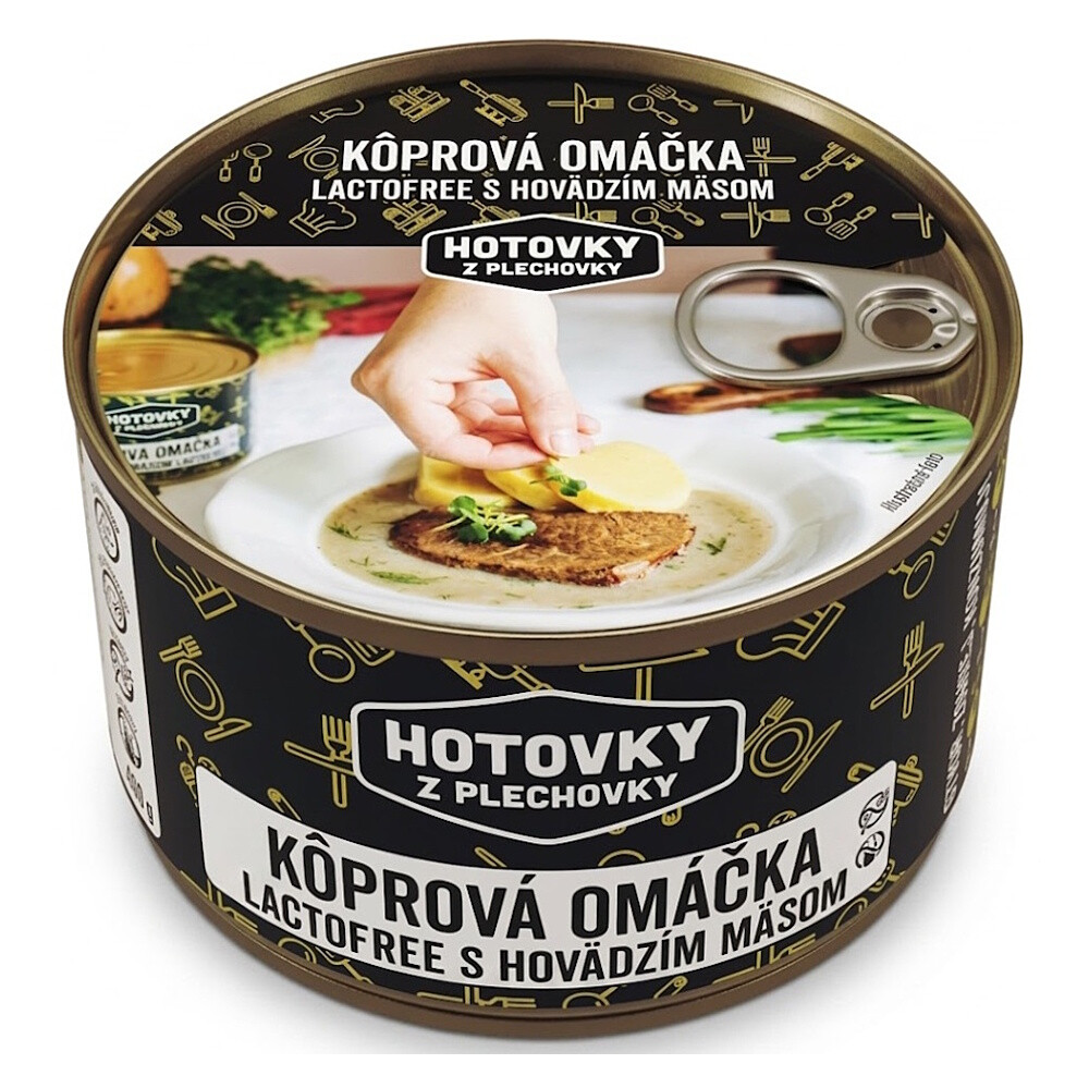 HOTOVKY Z PLECHOVKY Koprová omáčka s hovězím masem bez laktózy 800 ml