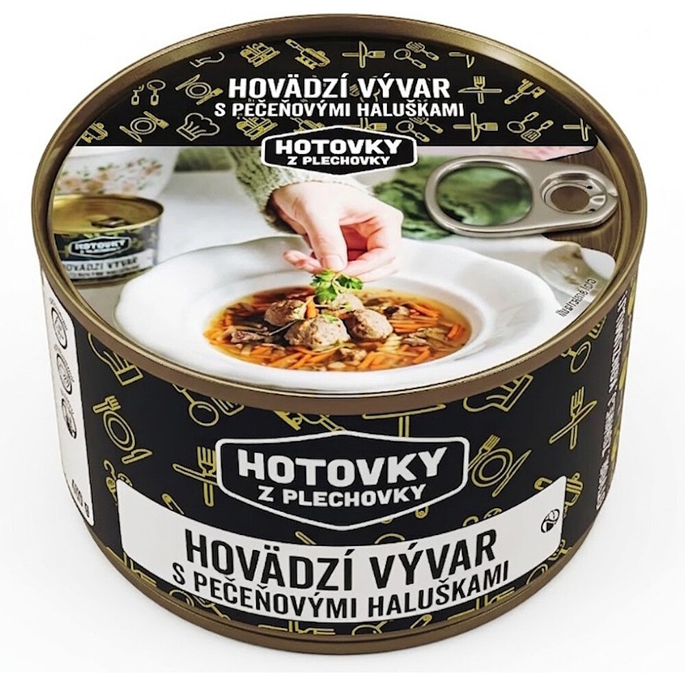 HOTOVKY Z PLECHOVKY Hovězí vývar s játrovými knedlíčky 1200 ml